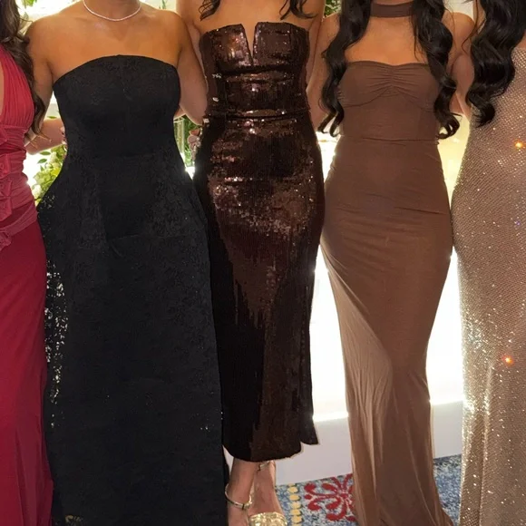 Generation Love Brown Sequin Strapless Dress - Picture 4 of 4